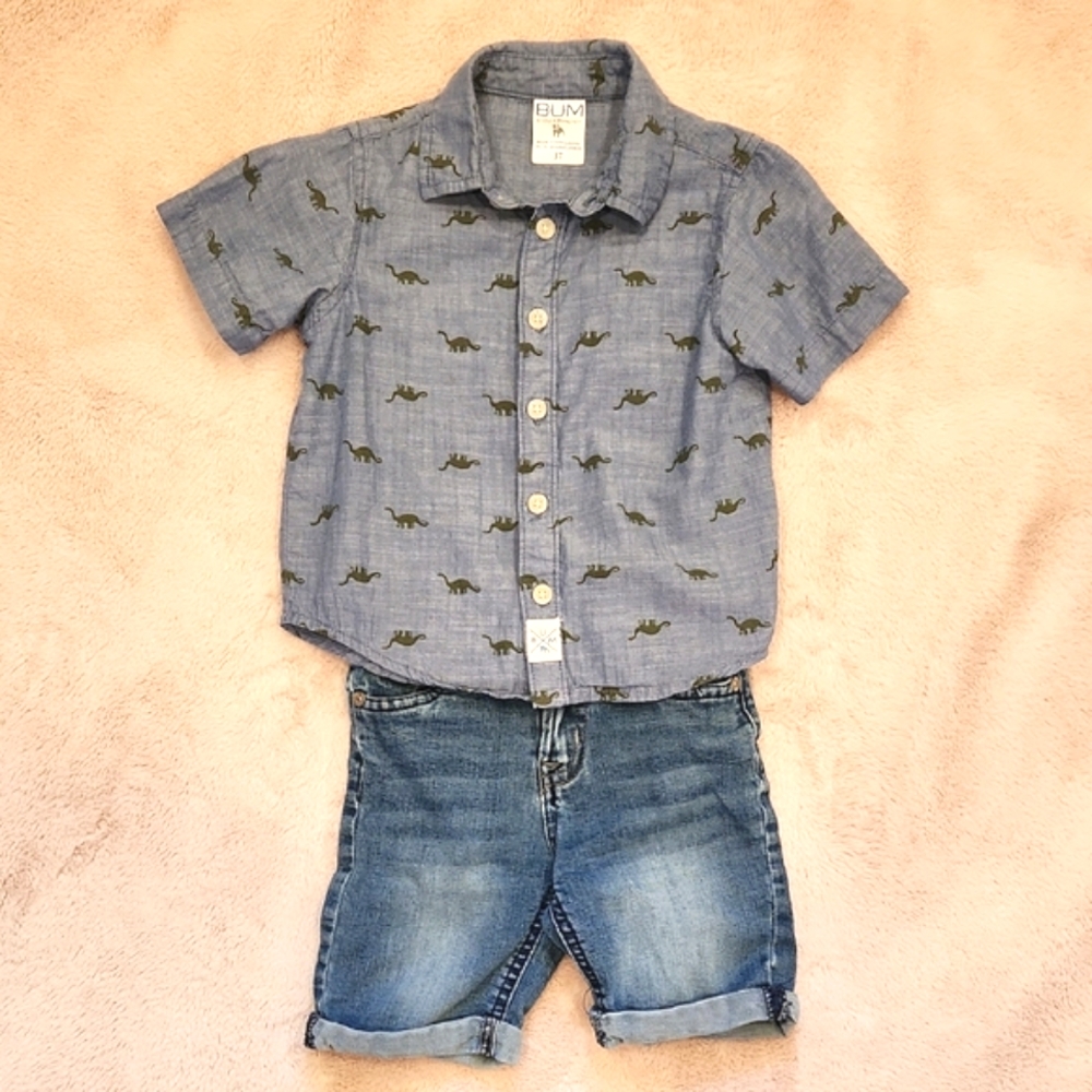 Dinosaur Button-down & Jean Shorts